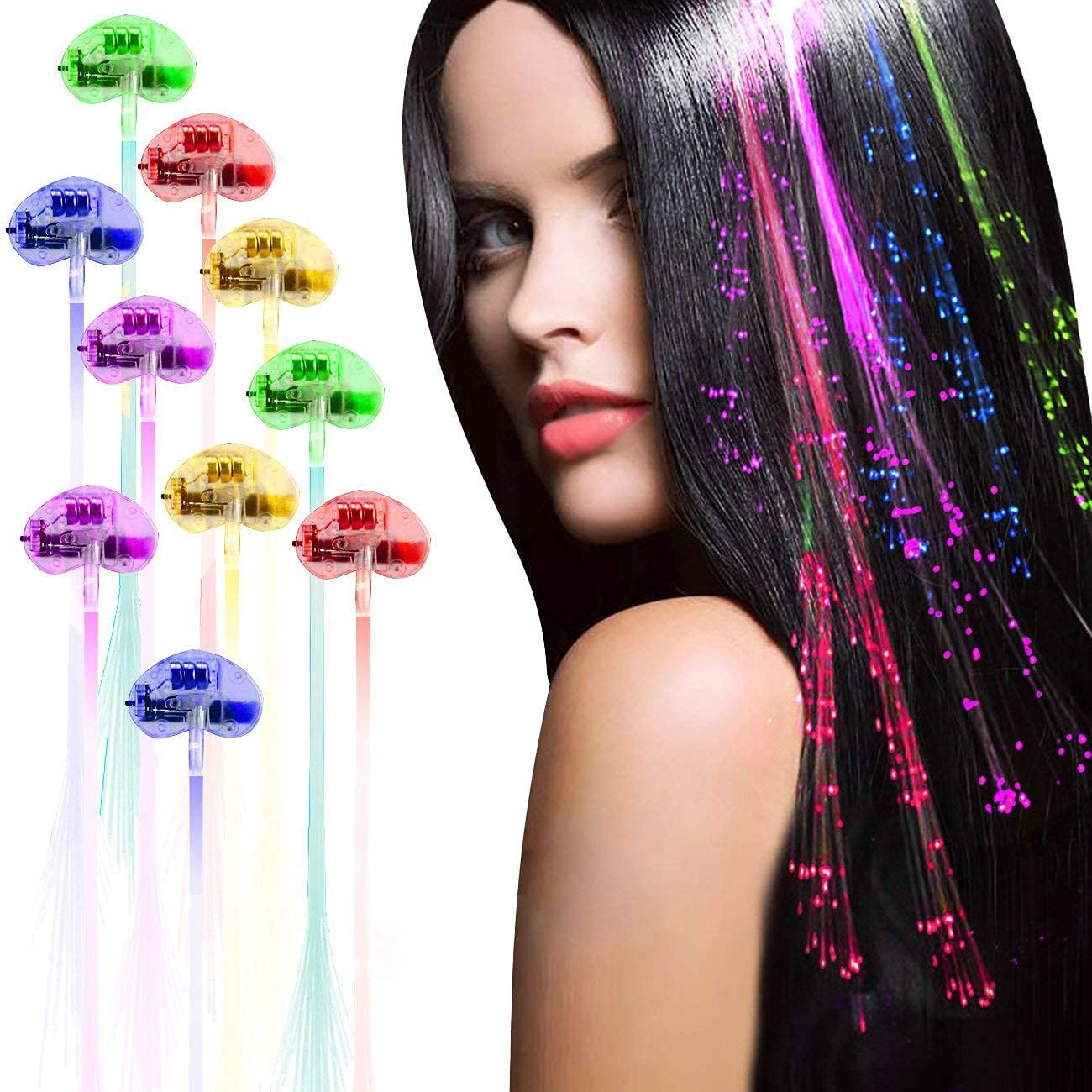 LED Light Up Hair Clips - 16 Pack Glow in the Dark Party Supplies Bar Dancing Hairpin Hair Accessories Women Girls Braid Extension Clips for Festival Halloween Christmas Birthday