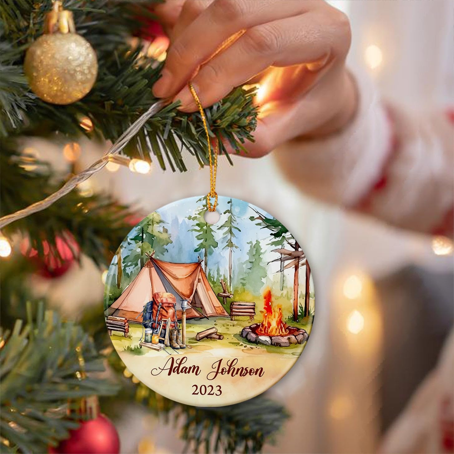 Gift Ideas For Couples Personalized Photo Camping Acrylic Ornament, Christmas  Gift Idea Presents For Couples, image size:1455x1455