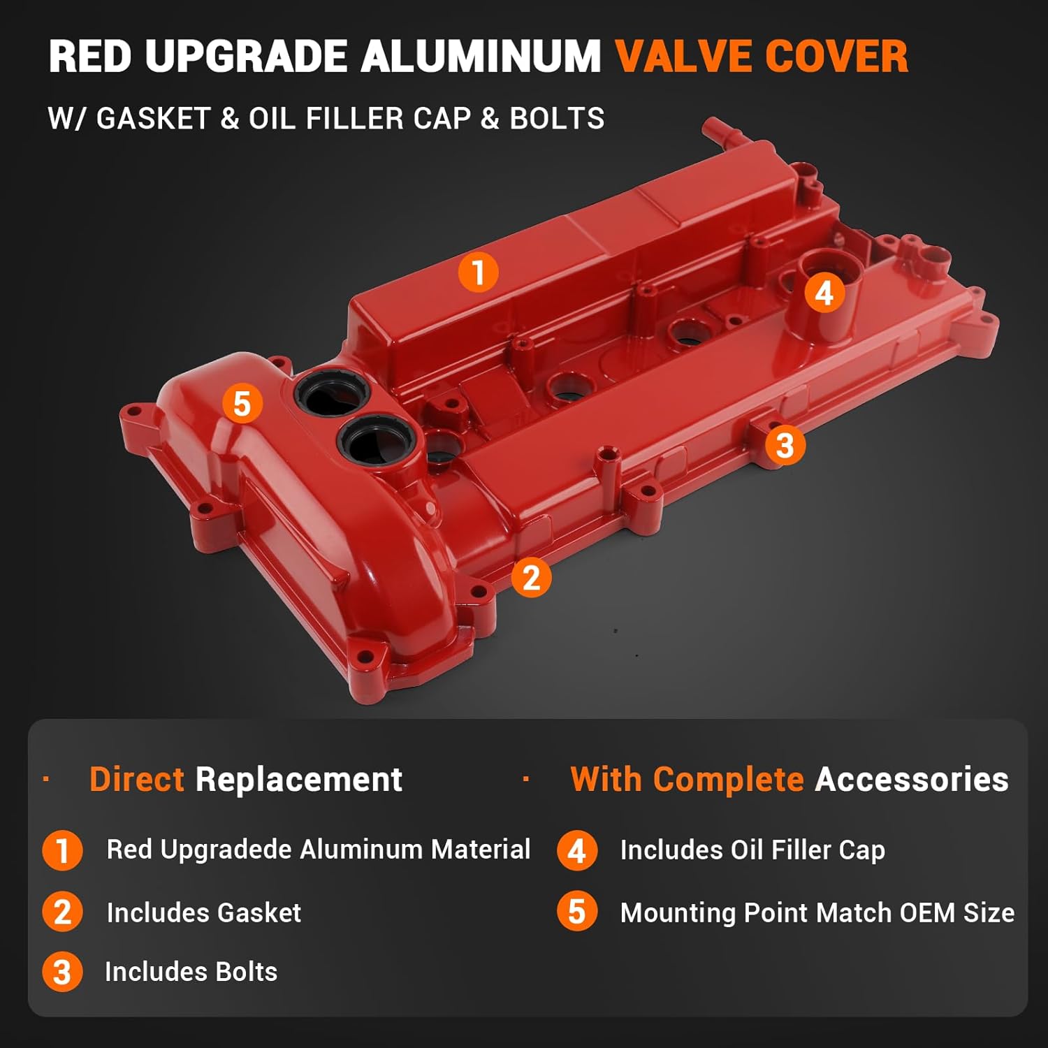 2.0L Aluminum Valve Cover Compatible with 2012-2014 Ford Focus Replace# CM5Z-6582-E CM5Z6582-E (RED)