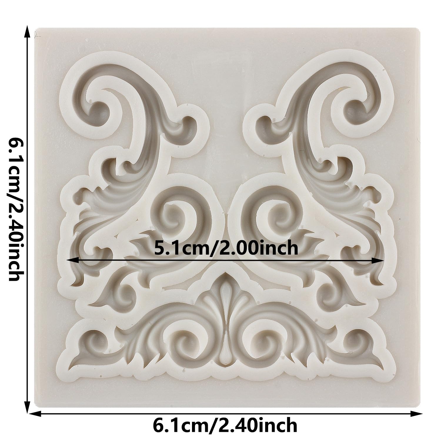 Stampo In Silicone Barocco Per Torte, Pizzo E Filigrana 3D, Per Fondente E Cioccolato, 11,6x20,4cm - 3