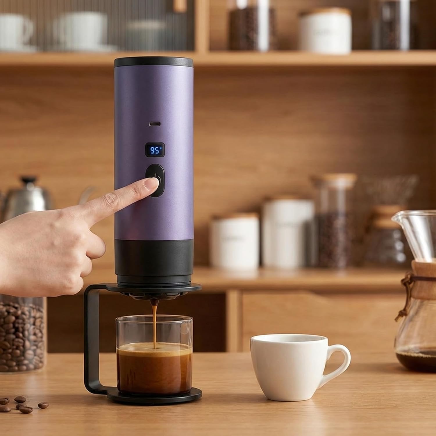 Portable Espresso Machine, 3-in-1 for Coffee Powder and Capsules, 15 Bar, Wireless Heating, 7800mAh Battery (Black)