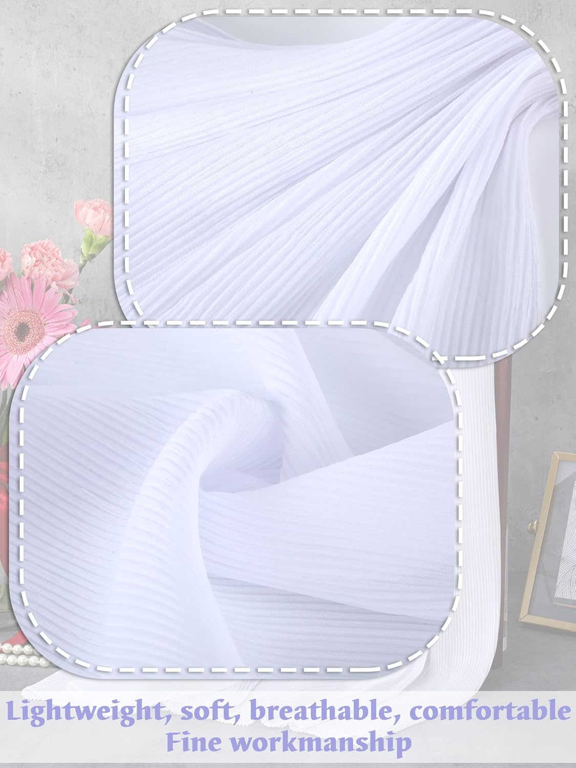 Geyoga Shawls and Wraps for Evening Dresses Sheer Chiffon Women Elegant Soft Silky Wraps Wedding Bridal Scarf(White) - Image 5