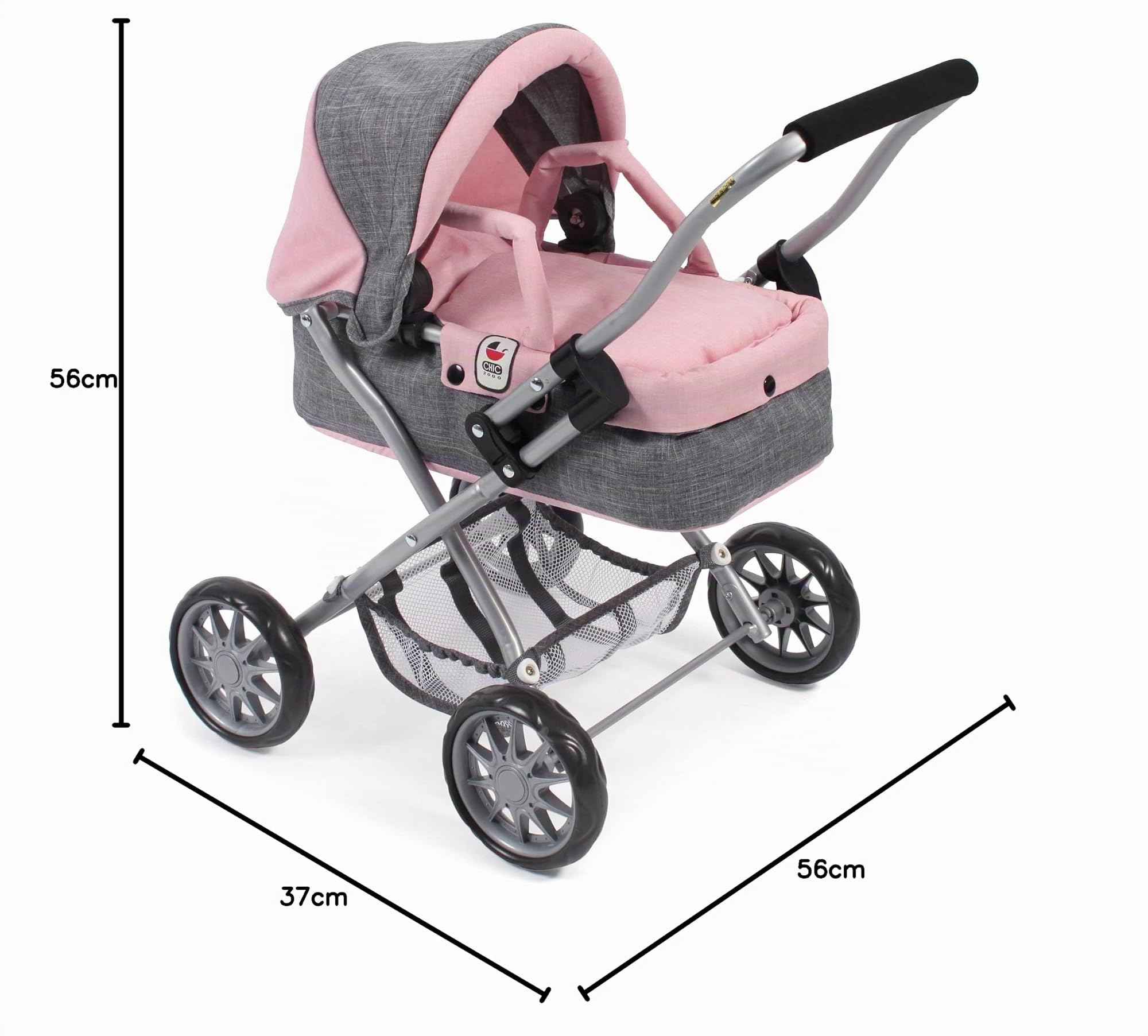 Bayer Chic 2000 555-15 - Passeggino per bambole Smarty, per bambini dai 2 anni in su, grigio melange e rosa