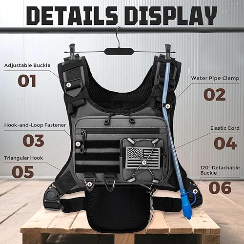 Miniatura 3 de Chaleco de hidratación con vejiga de agua de 2 litros para hombres y mujeres, mochila de hidratación ligera y ajustable, bolsa reflectante de