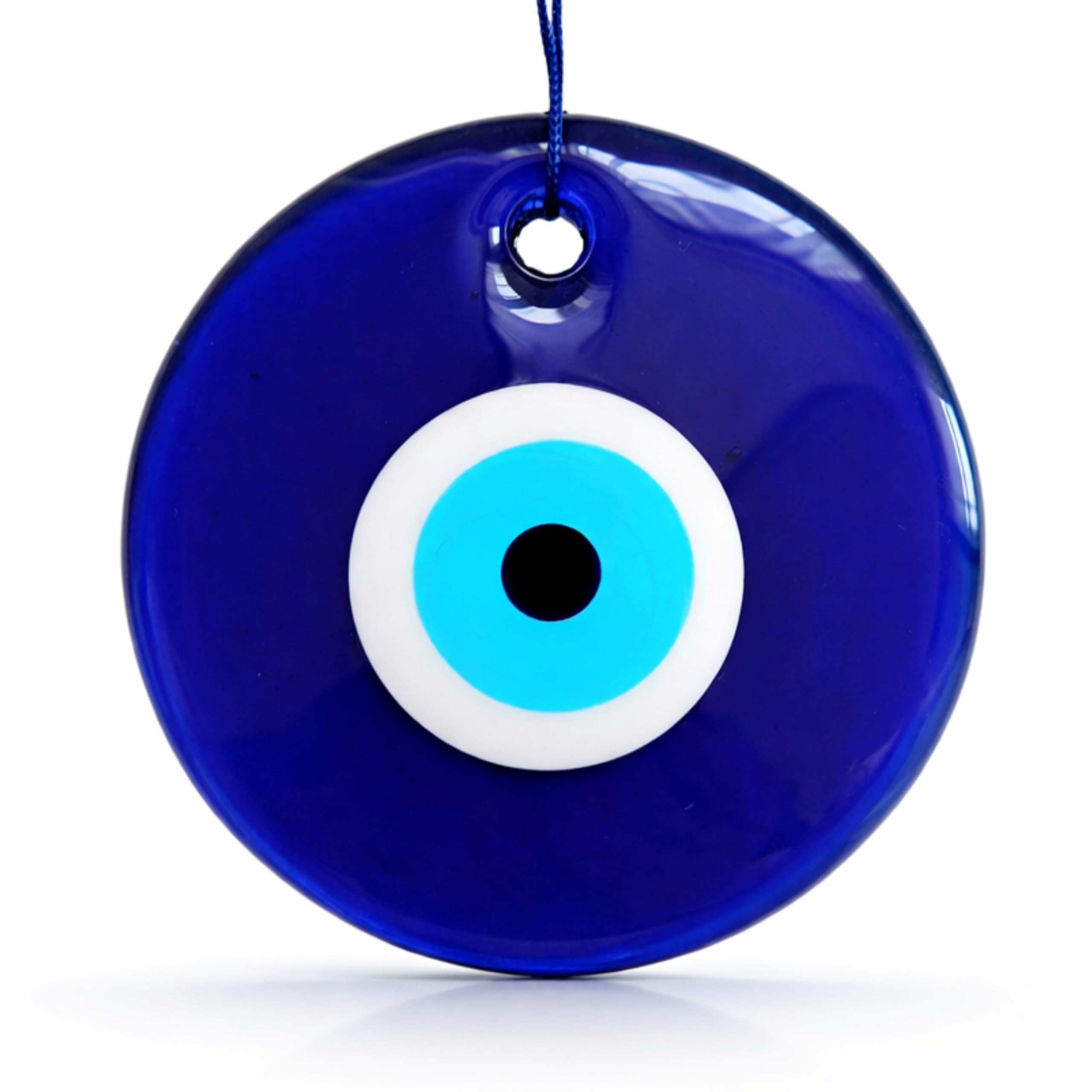 5.4" Glass Blue Evil Eye Wall Hanging Ornament - Turkish Handmade Nazar Amulet - Home Protection Charm - Wall Decor in a Box