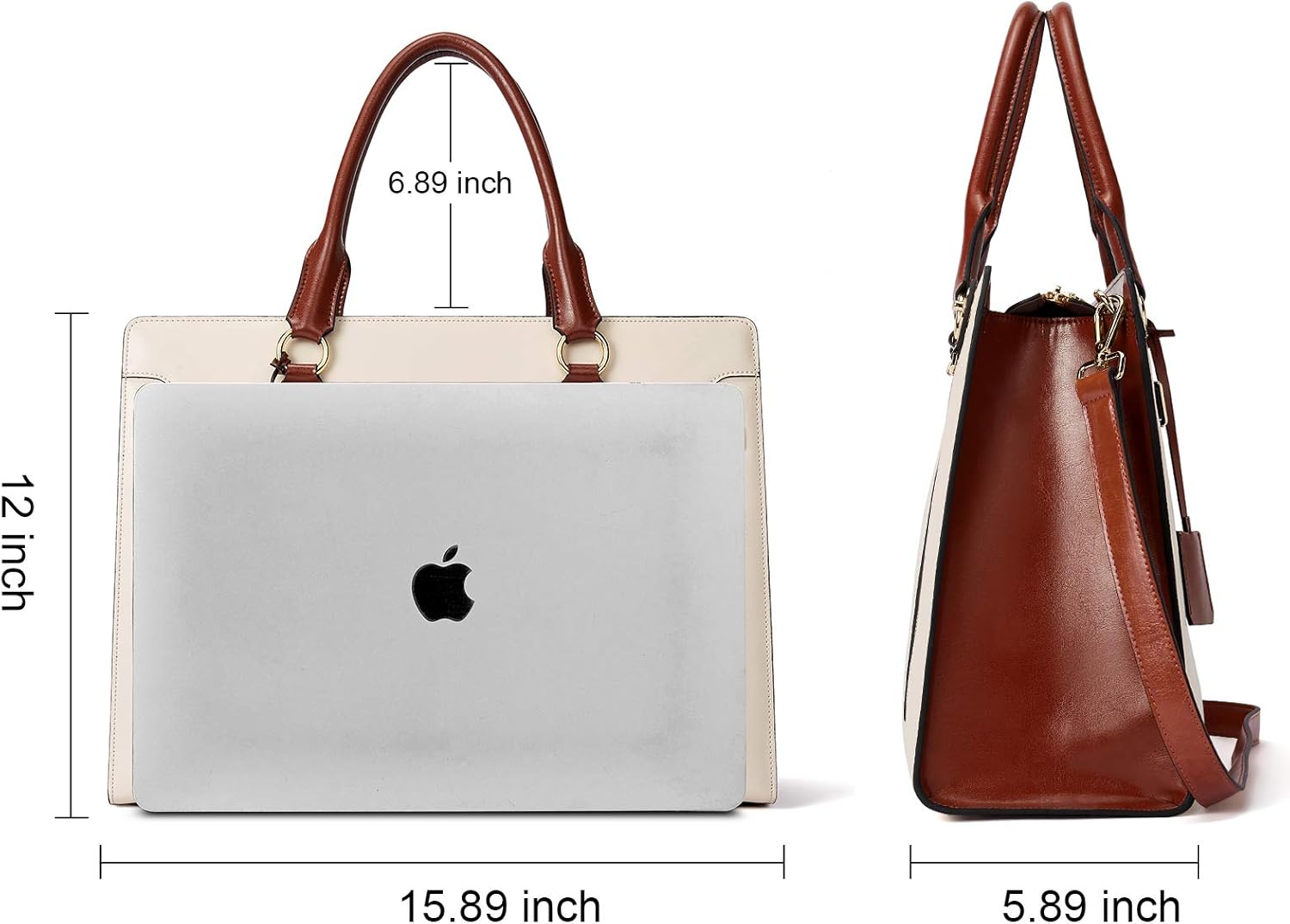 BOSTANTEN Briefcase for Women 15.6 inch Leather Laptop Bag Vintage Slim Lawyer Business Bag Stylish Work Purse - Image 4