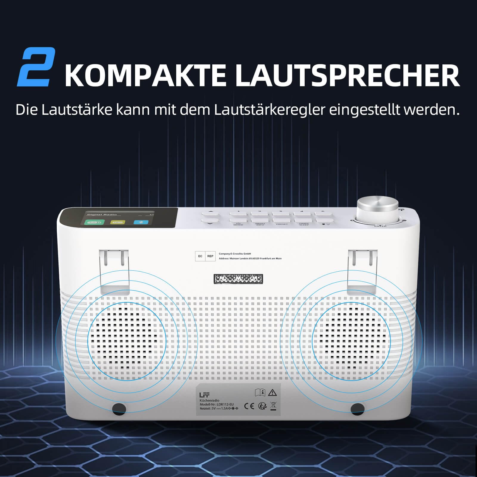 DAB Radio, LFF Küchenradio, DAB Digitalradio, DAB+ Radios Unterbau, Tragbares Küchen Radios Kabelgebunden, Radio mit Farbdisplay Bluetooth