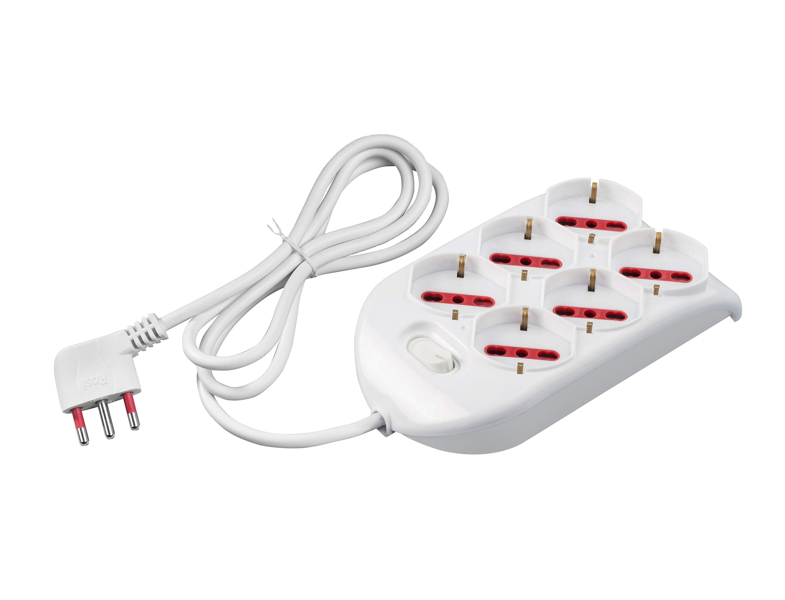 ROSI RS94124 Multipresa Emilia 6 posti, Bianco, 6 prese schuko biv. 10/16A