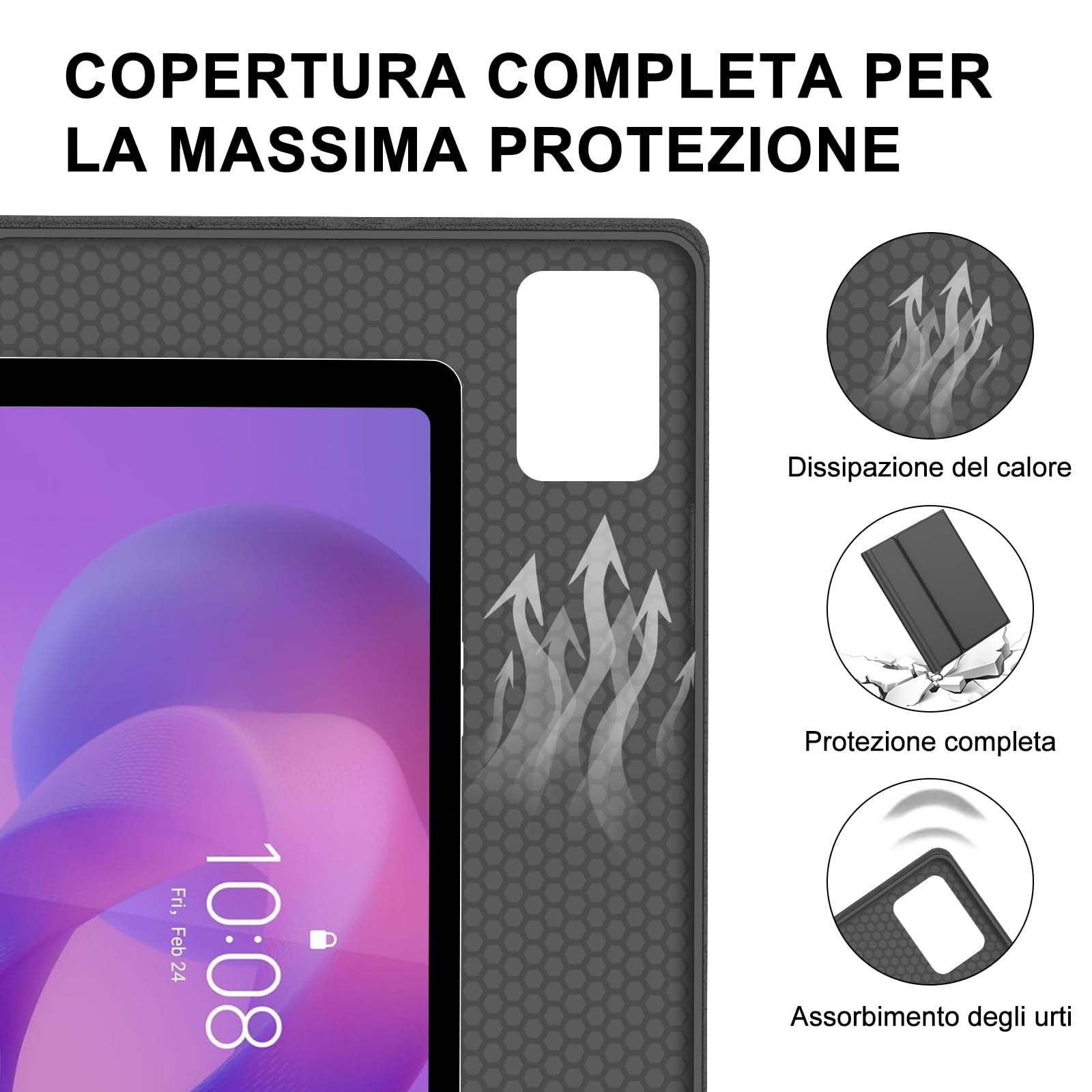 IVEOPPE Tastiera per Lenovo Idea Tab Plus 12.1" 2025, Cover Tastiera Italiano QWERTY, Senza Fili Bluetooth Staccabile Custodia Keyboard per Lenovo Idea Tab Plus 12.1 Pollici 2025, Nero