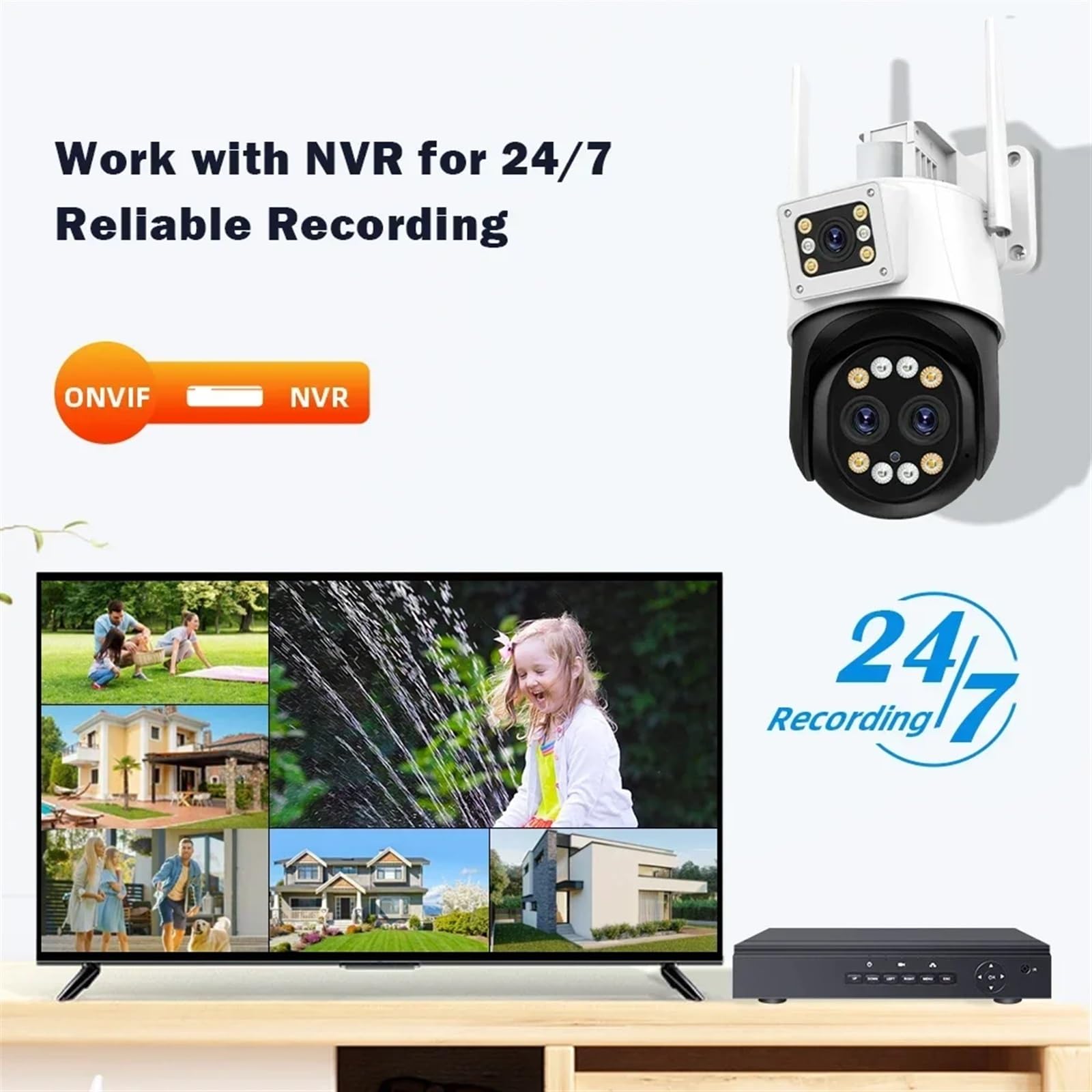 Kamera Bezpieczeństwa, Zewnętrzna kamera IP 6K 12MP Wi-Fi z 10-krotnym zoomem optycznym Trzy soczewki Len Podwójny ekran Nadzór 4K 8MP Kamera wideo CCTV(4K 8MP NO Card)
