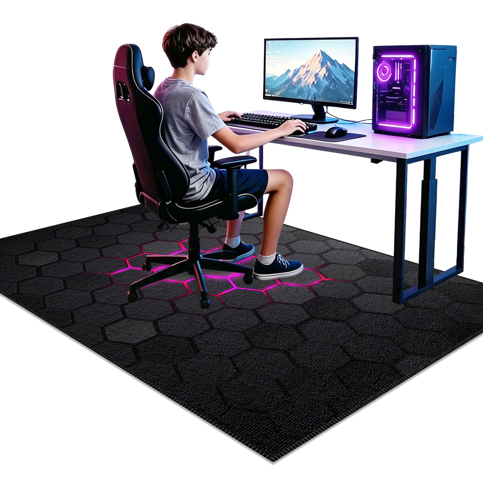Tappeto per Sedia Gaming Ufficio Salvapavimento 90x110cm | Tappetino per Sedia da Gaming per Parquet e Pavimenti Duri, Tappeto per Sedia con Ruote, Riduce il Rumore, Movimento Fluido