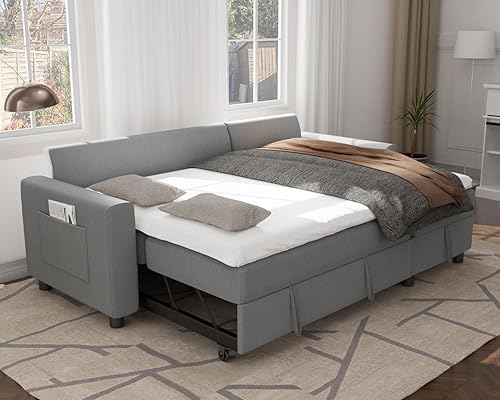 Miniatura 5 de Ucloveria Sofá seccional, sofá cama con diván de almacenamiento reversible, sofá cama extraíble para sala de estar en forma de L, sofá futón 2 en 1