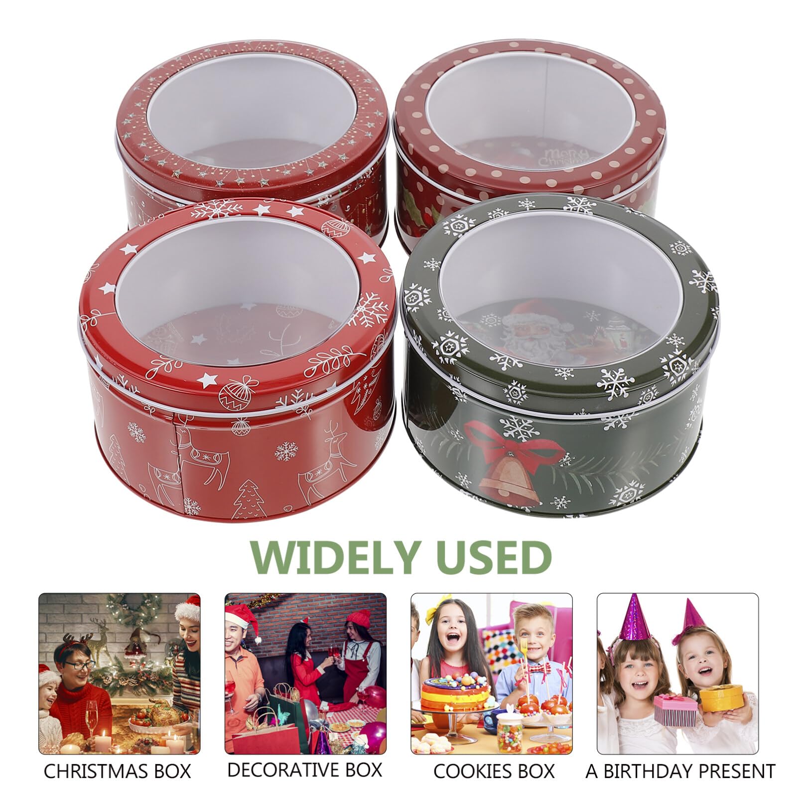 Set 4 Contenitori In Metallo Per Natale – Design Blu Scuro 22x8x8 Cm – Per Biscotti, Caramelle, Regali E Decorazioni