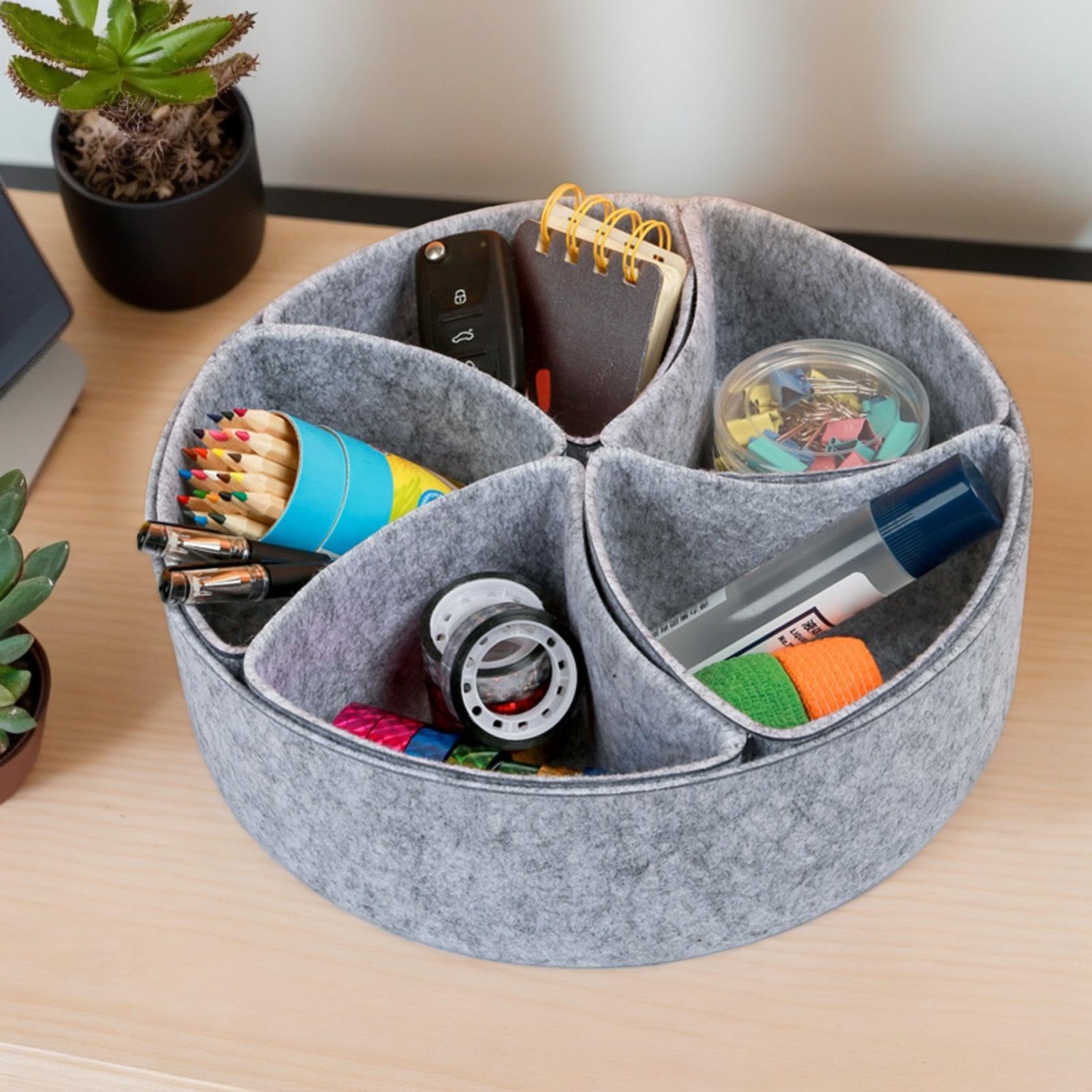 Organizer per cassetti in feltro, divisori regolabili, 26 x 26 x 8 cm, vassoio versatile per cassetti, organizer per gadget da ufficio e gioielli