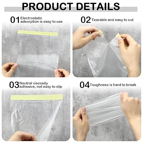 Miniatura 3 de 12 rollos de láminas de plástico surtidas precintadas, papel de enmascarar transparente para pintura automotriz, cubrir suministros de pintura, 3