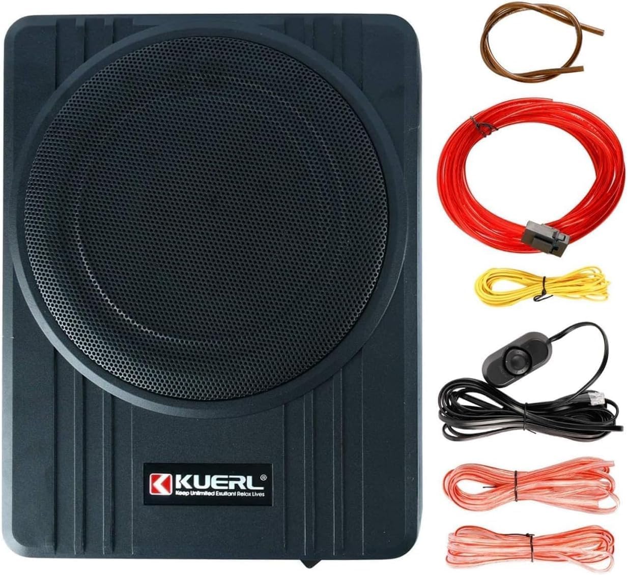 Yaeccc Subwoofer and Amp Package,Underseat Subwoofer Active Powered Amplifier Bass Enclosed,10 Inch Powered Car Subwoofer（800W Peak Power