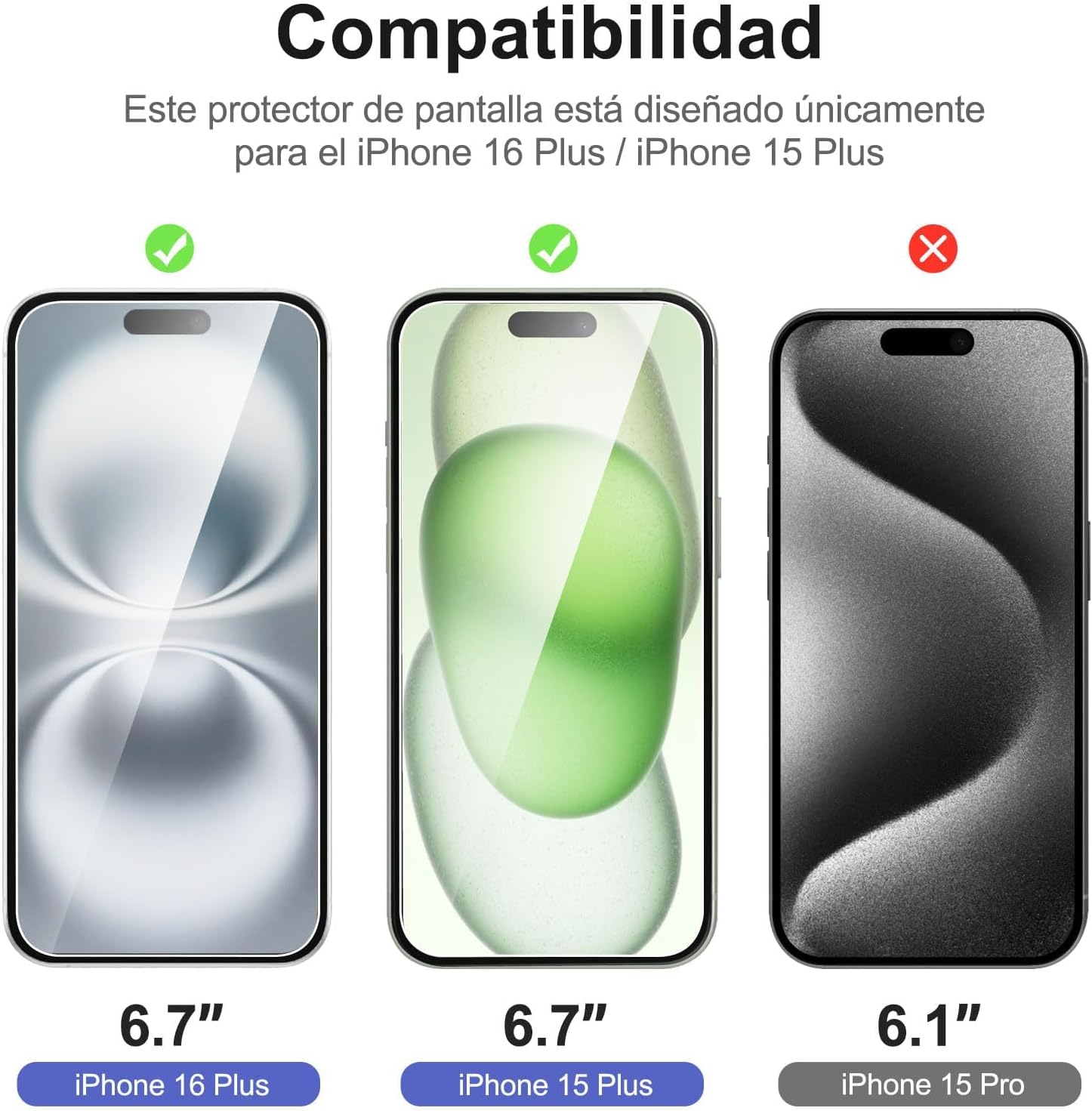 NEW'C 3 Pack Designed for iPhone 16 Plus,15 Plus Screen Protector (6.7 inches),Enhanced Tempered Glass Protection with easy installation tool included,Ultra Resistant