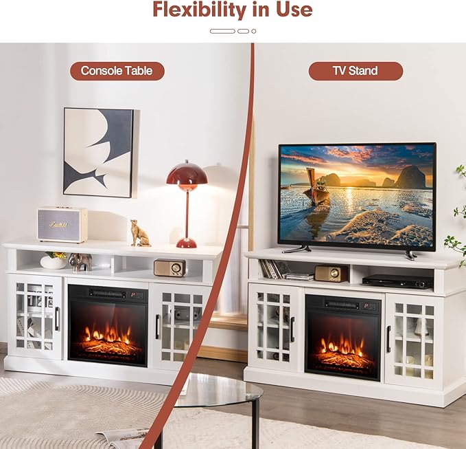 Soporte para TV con Chimenea Eléctrica 48" Blanca miniatura 4