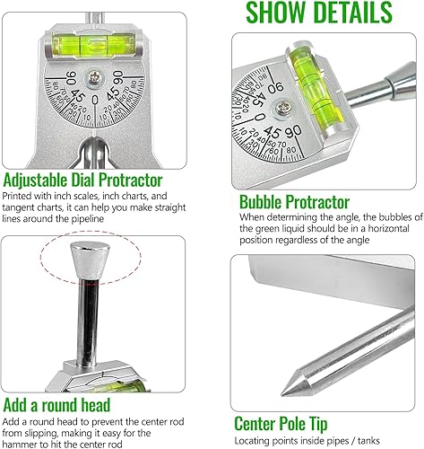 Miniatura 4 de Buscador central de tuberías mejorado, herramienta de extracción de tuberías con cabezal de centrado, herramienta de centrado de marcador de tubería