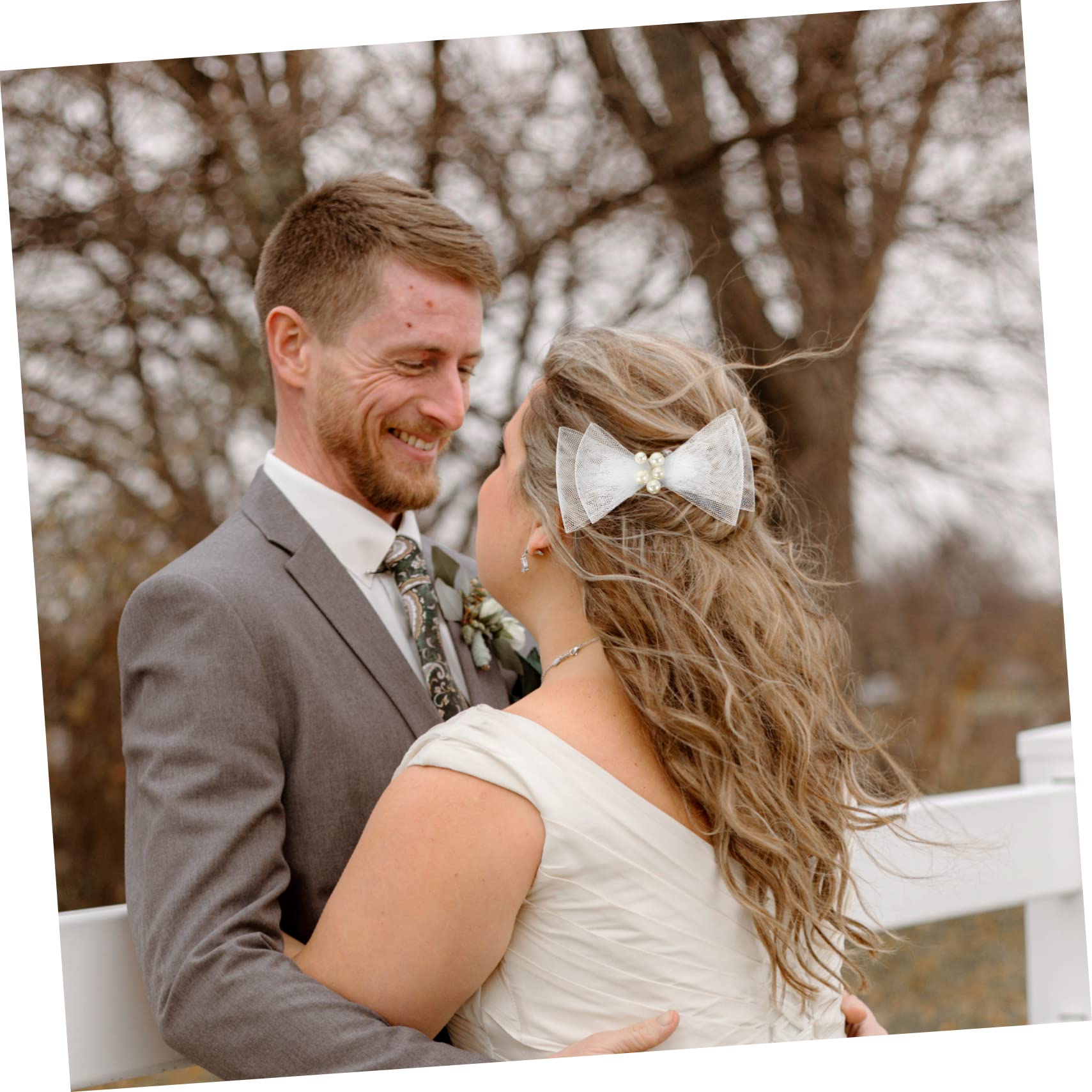 FRCOLOR 5pezzi Fermaglio Per Fiocco Con Perle e Tulle Accessorio Elegante Per Sposa e Cerimonie Per Acconciature Di Donne e Ragazze Resistente e Flessibile