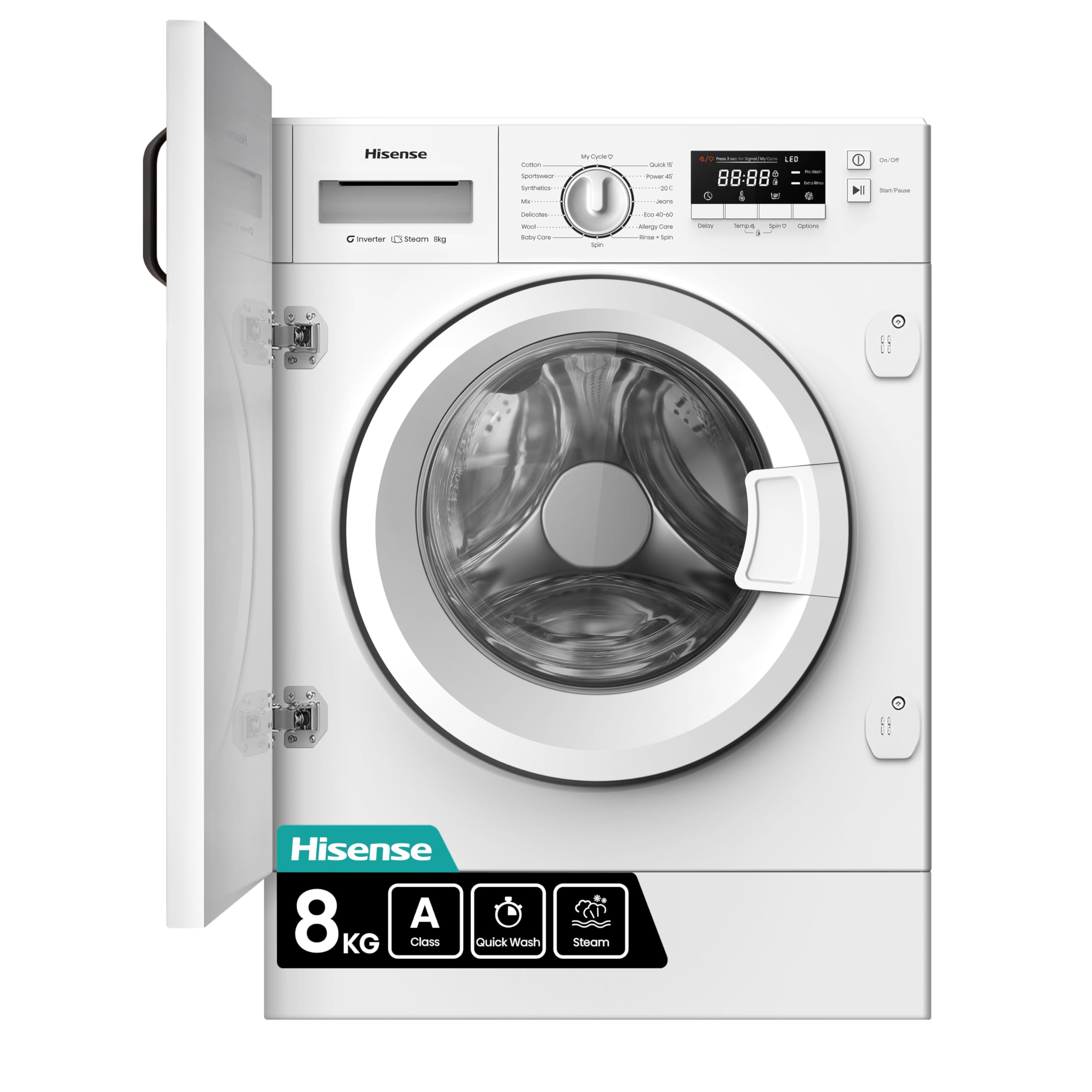 Hisense Wf3m841bwi Integrated Washing Machine