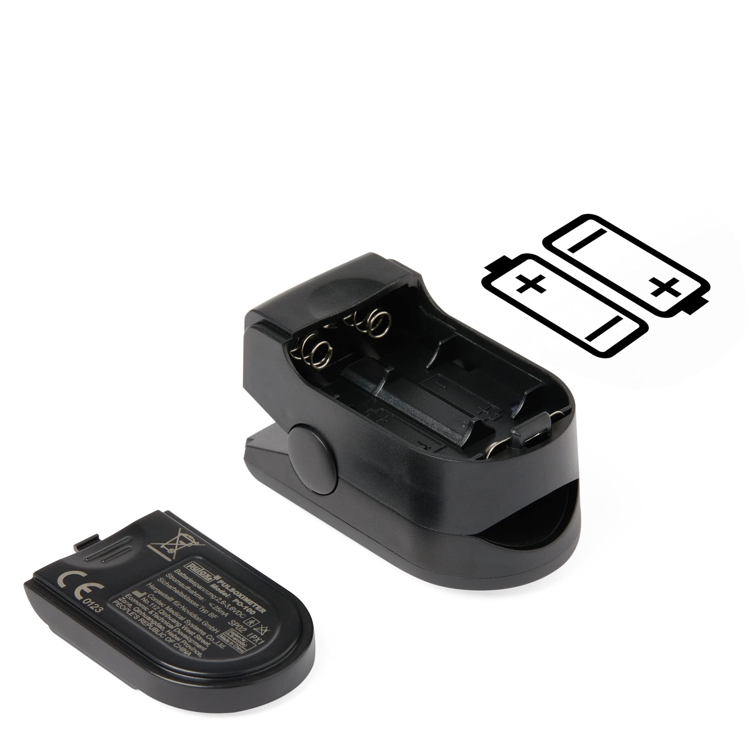 Pulox Oxymètre de pouls PO-100 (Noir) pour mesurer la Saturation en oxygène du Sang, avec Accessoires