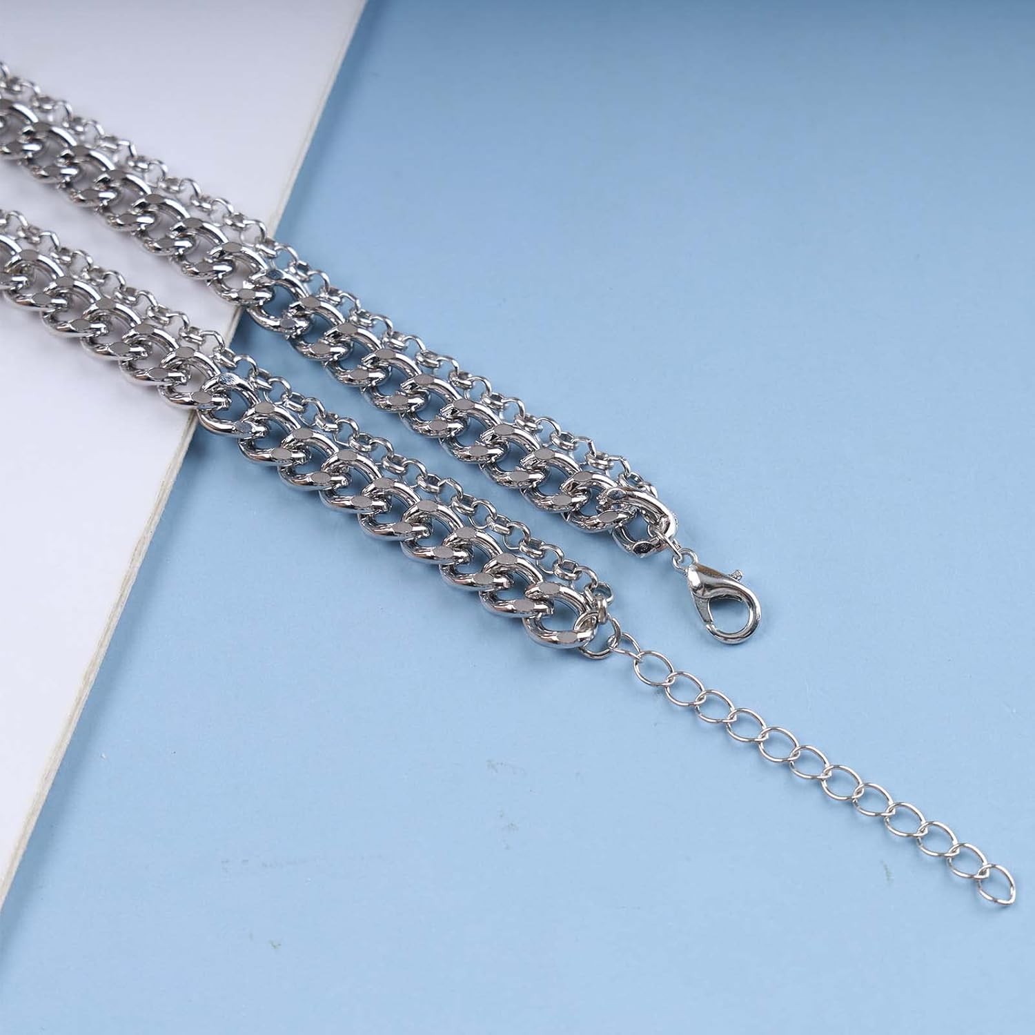 YienDoo Punk Layered Cross Necklace Choker Gothic Chunky Cuban Chain Choker Cross Crucifix Pendant Necklace Silver Tone Religious Cross Pendant Necklace Charm Jewellery for Women - Image 7