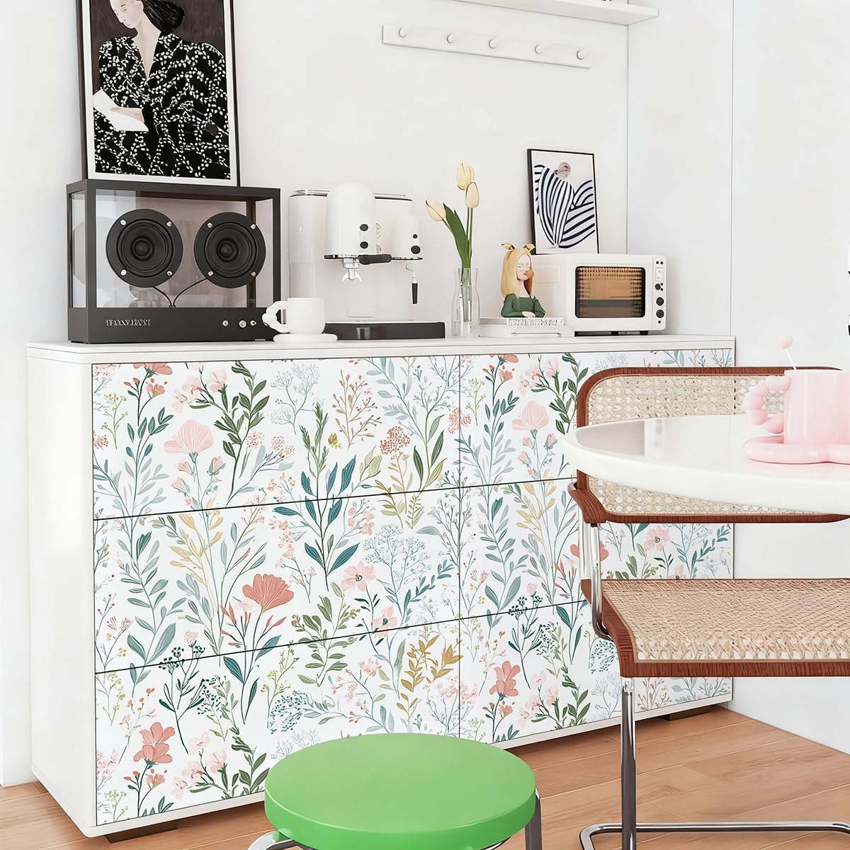 Froluya Floral Peel and Stick Wallpaper Boho Floral Contact Paper 16.9" x 118.1" Modern Wildflower Self Adhesive Wallpaper for Bathroom Flower Decorative Removable Wall Paper for Bedroom Cabinets