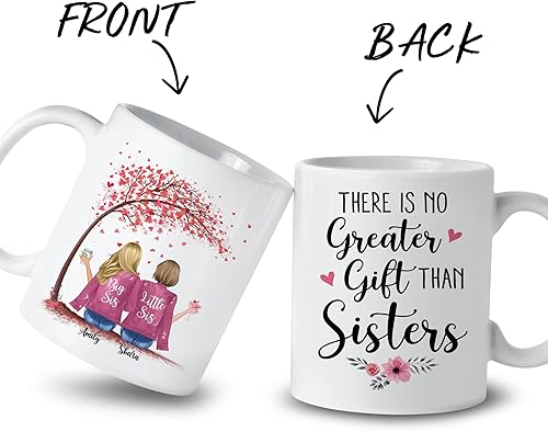 Miniatura 21 de Gossby Taza de café personalizada para hermana, regalo personalizado de 3 hermanas con diseño, nombre, cumpleaños, Navidad, amistad con temática 3