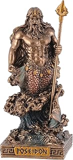 Veronese Greek God Poseidon Miniature Figurine Bronze Hand-Painted