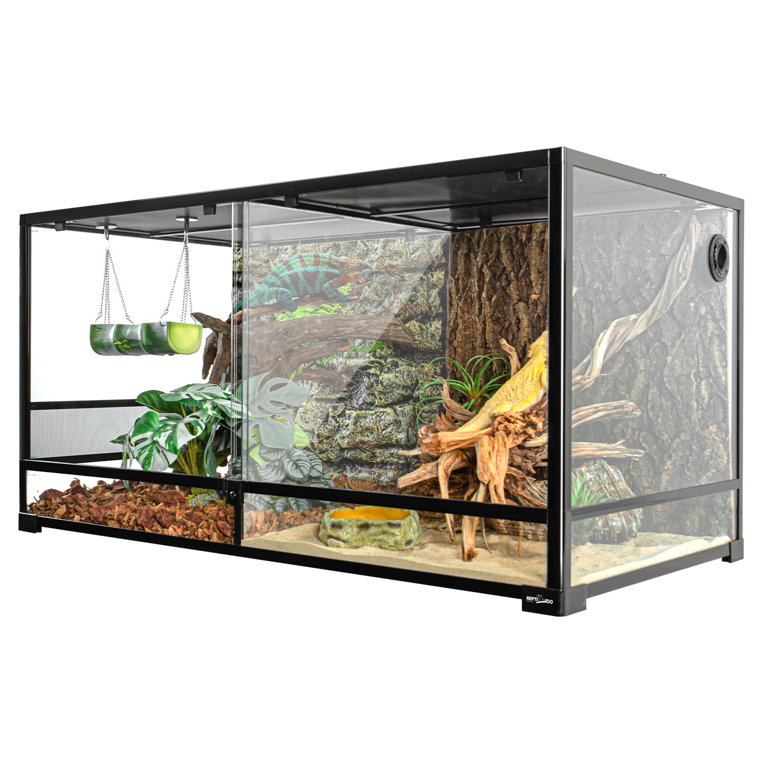 REPTIZOO 120 Gallon Large Reptile Terrarium Tank, 48" x 24" x 24" Front Opening Terrarium Glass Reptile Tank with Screen Ventilation, Supporting Used