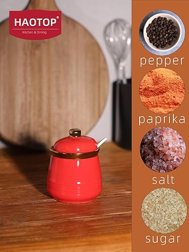 Miniatura 7 de HAOTOP Azucarero de 12 onzas con tapa y cuchara, recipiente de cerámica simple para azúcar, dispensador de azúcar, accesorios de barra de café,