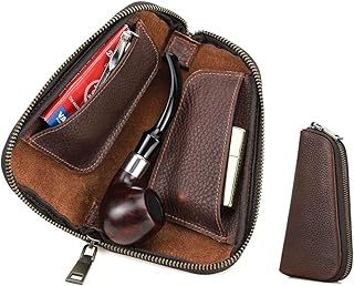 Contacts Small Pipe Tobacco Pouch Leather Smoking Pipe Storage Organizer Portable Accessories Lighter Holder Zipper Tobacc...