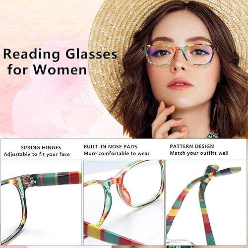Miniatura 8 de CLASAGA Reading Glasses for Women, Pattern Print Blue Light Blocking Stylish Ladies Computer Readers Eyeglasses