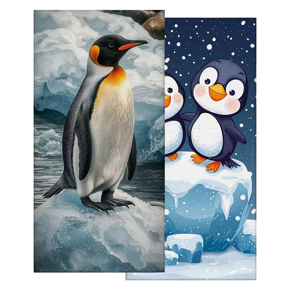 Toalla Playa 80x160 cm, Toalla Gimnasio Microfibra Secado Rapido, Juego de 2 Antiarena Toallas de Playa, Ligera Compacta Toallas Microfibra Grande para Viaje, Regalo Hombre Mujer (Pingüino) -4045