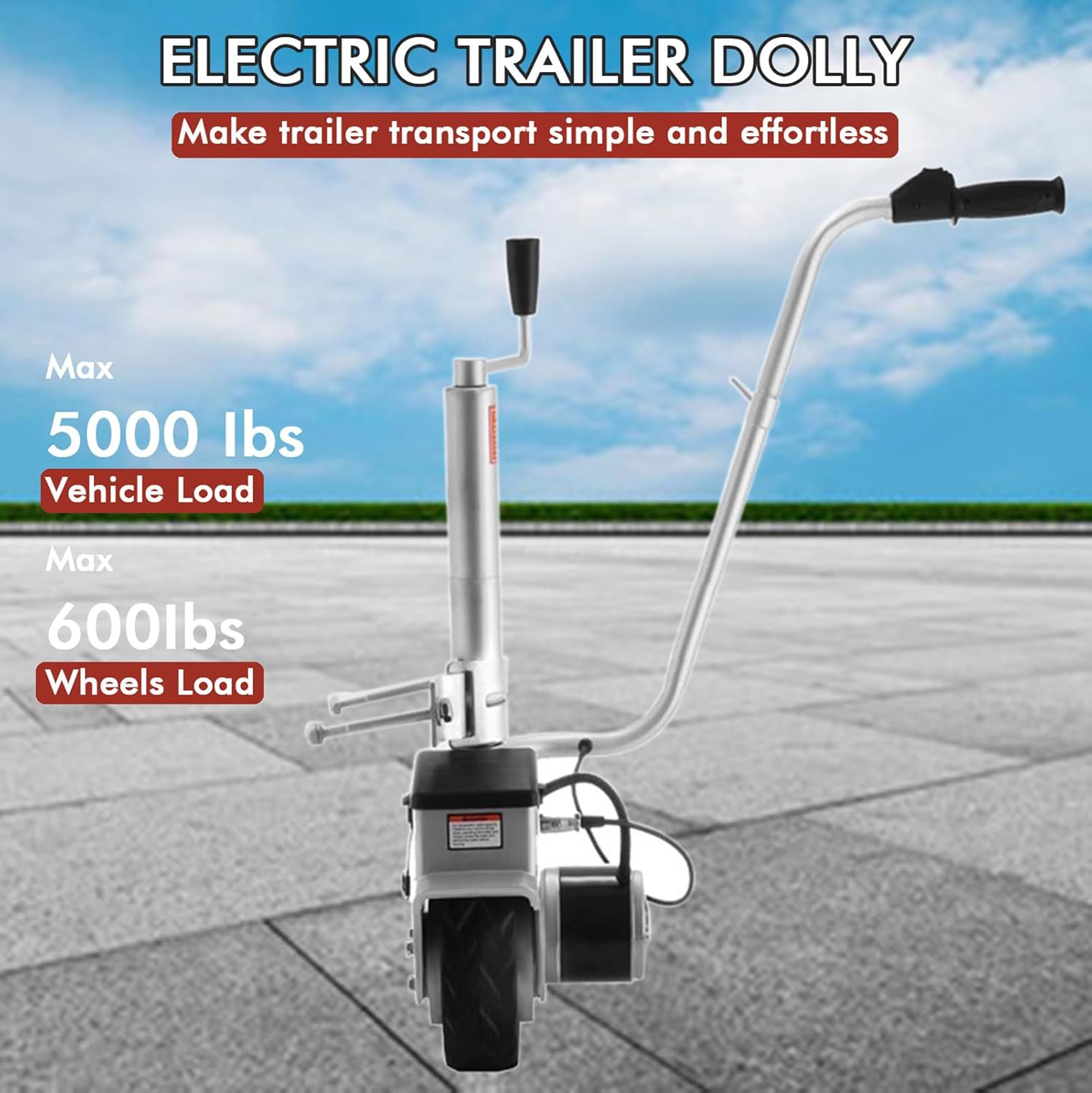 Motorised Jockey Wheel Trailer Mover, Compact, Portable & Maneuverable, 350W Motor, Suitable for Caravans, Boat Trailers, Horse Trailers, Up to 2270kg/5000lbs Load Capacity