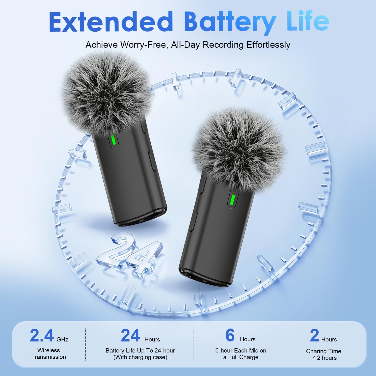 Bezprzewodowy mikrofon z etui ładującym do iPhone'a, iPada, Androida, cyfrowy wyświetlacz, mikrofon krawat USB C, redukcja szumów