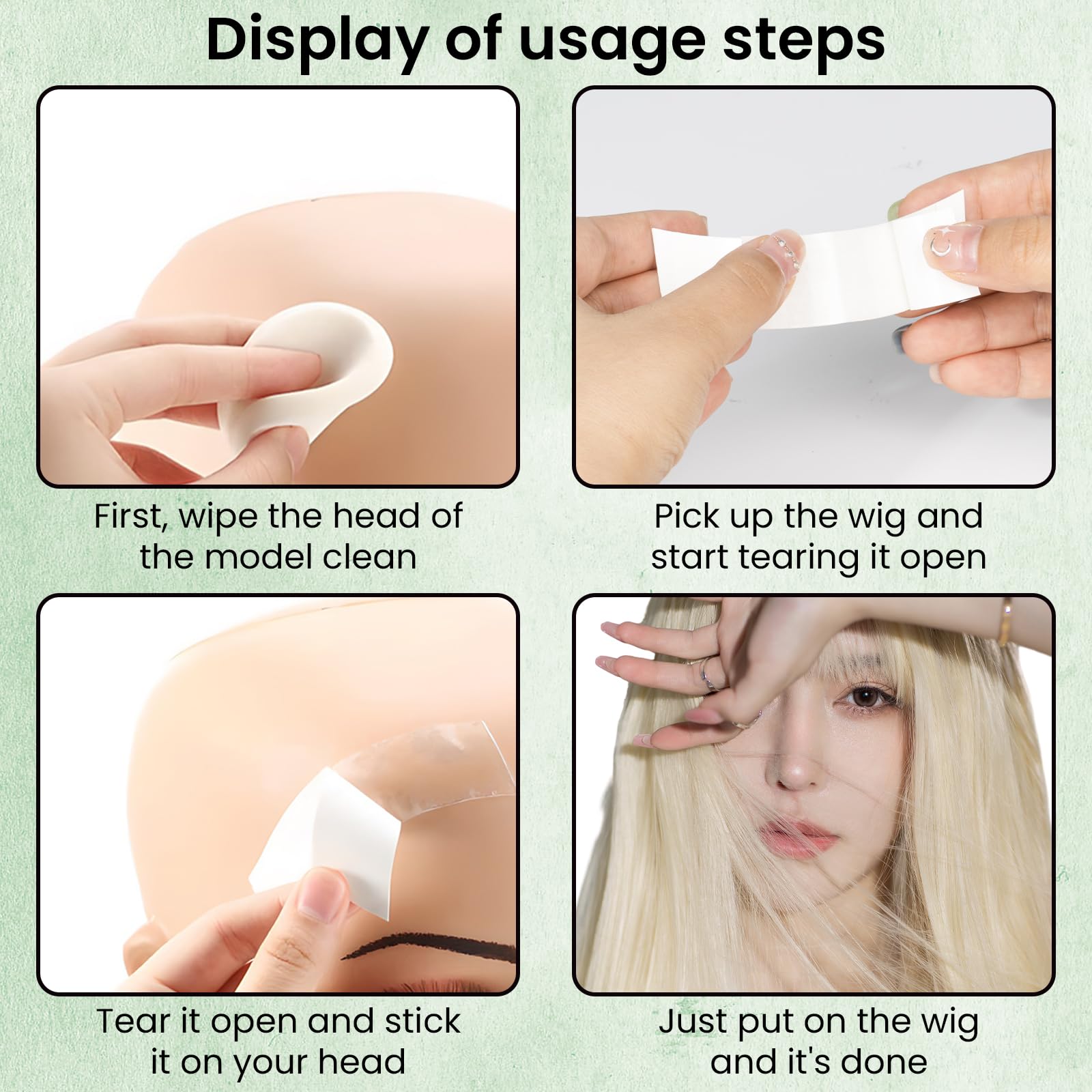 YCLFHOO Invisible Wig Tapes for Lace Wigs,36 Pcs Wig Tape Double Sided Extra Strong,Waterproof Toupee Tape for Fixing Wigs-White - Image 4