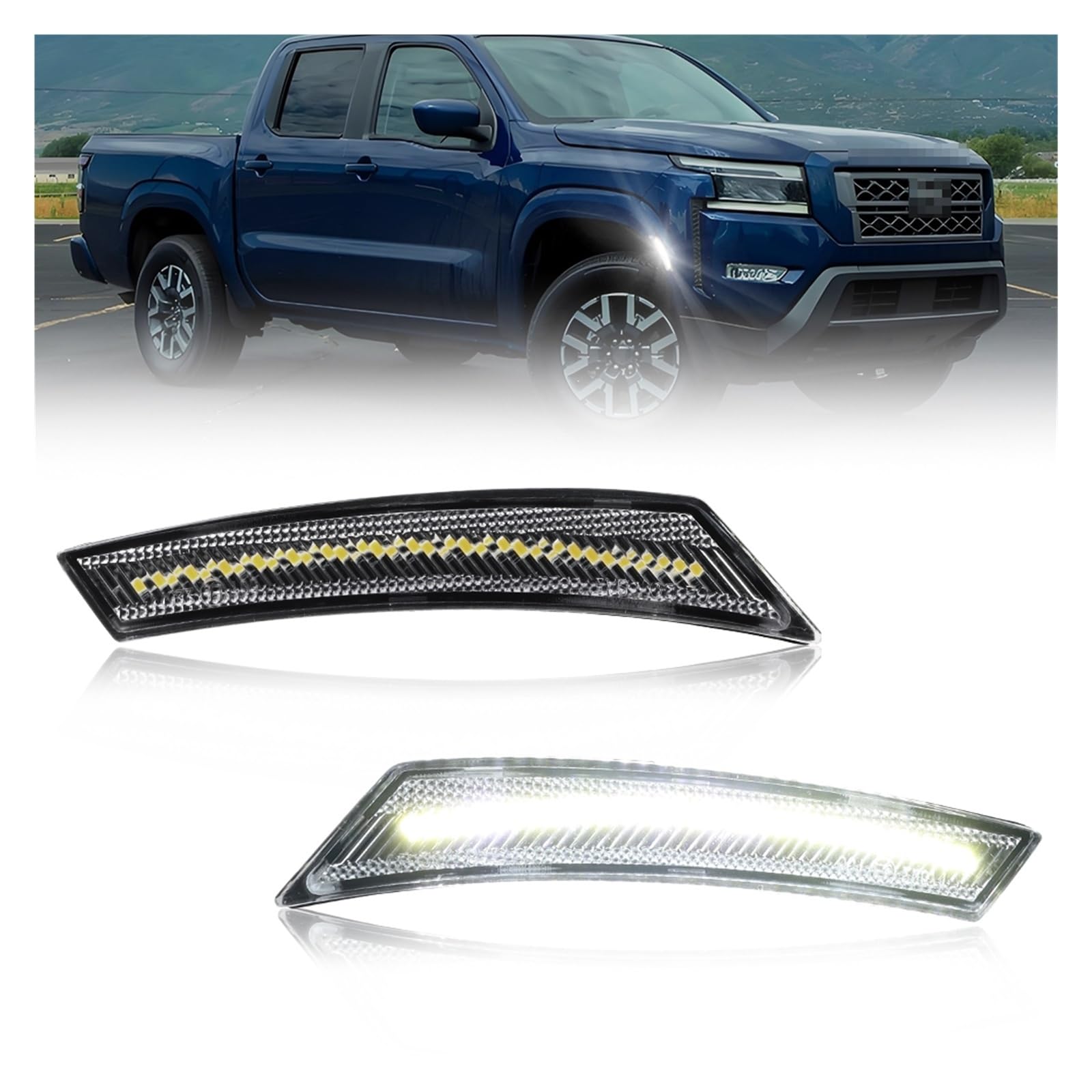 Fanale Freccia Auto Per Nissan Per Frontier 2022-2024 2 Pezzi Anteriore Indicatore Laterale Direzione Con LED 261409BU0B 261459BU0B NI2556102 Luce Freccia