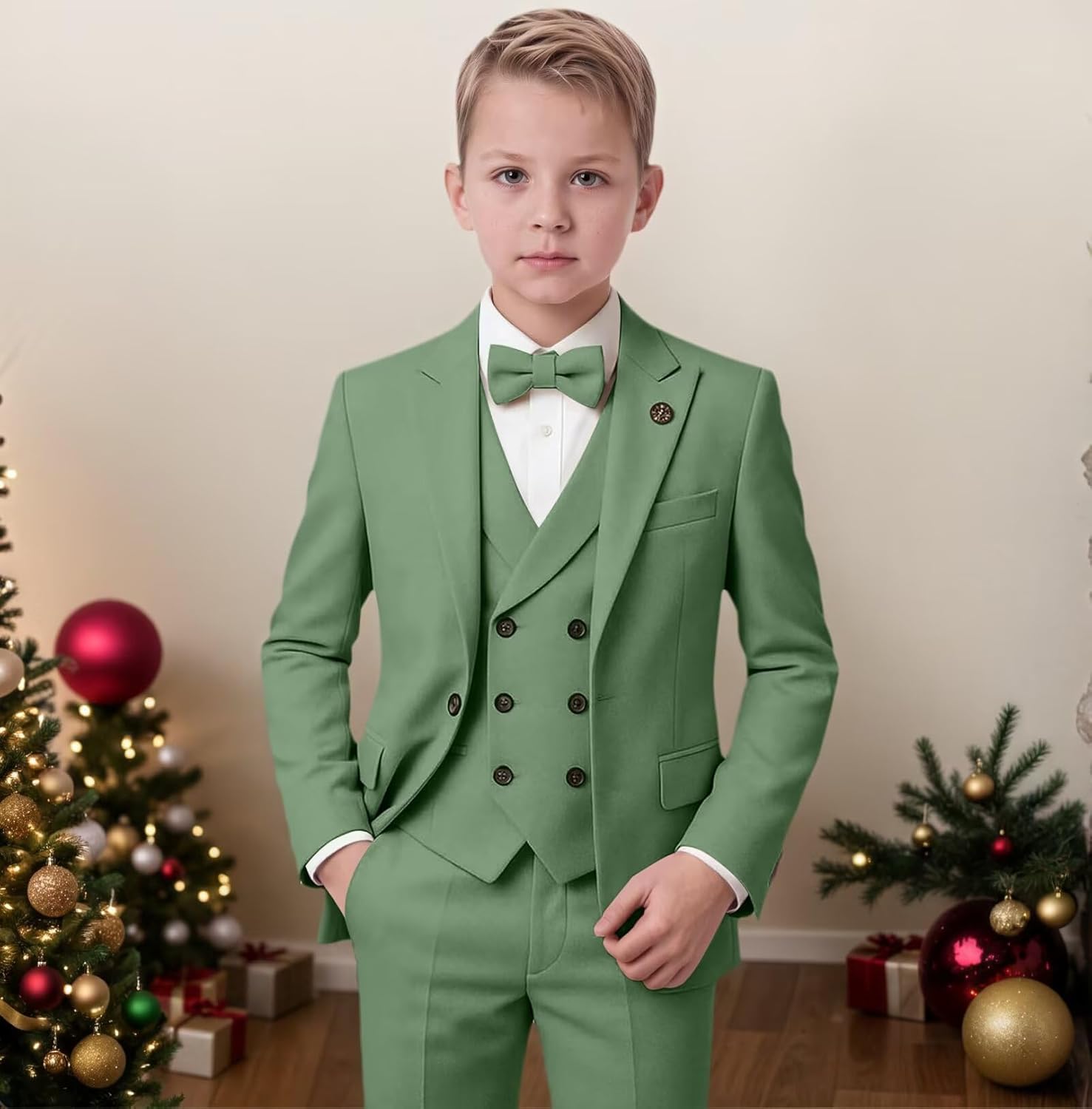 Suits for Boys Slim Fit Blazer Vest and Pants Kids 3 Piece Formal Wedding Prom Party Tuxedos