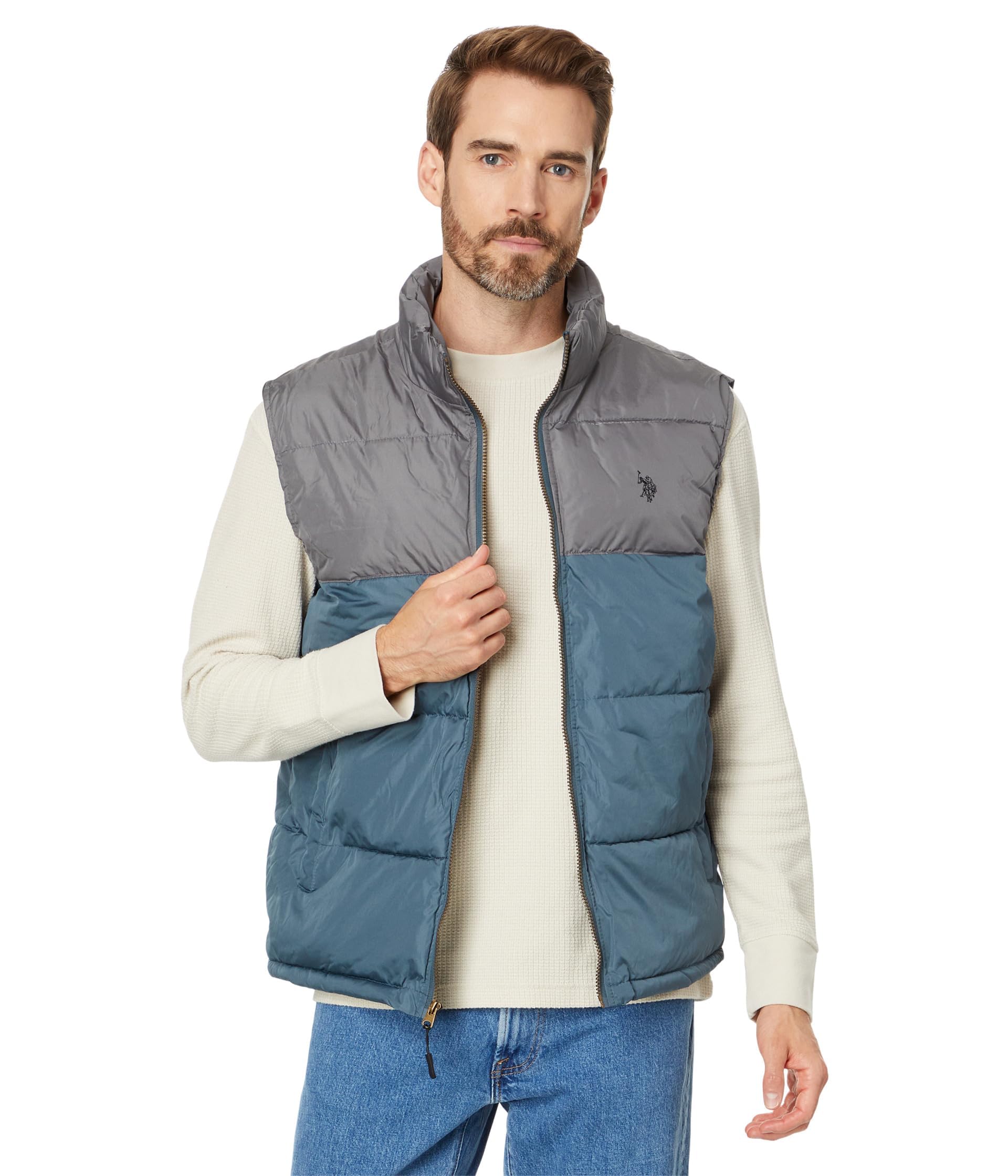 U.S. Polo Assn. mens Uspa Color-block Puffer Vest