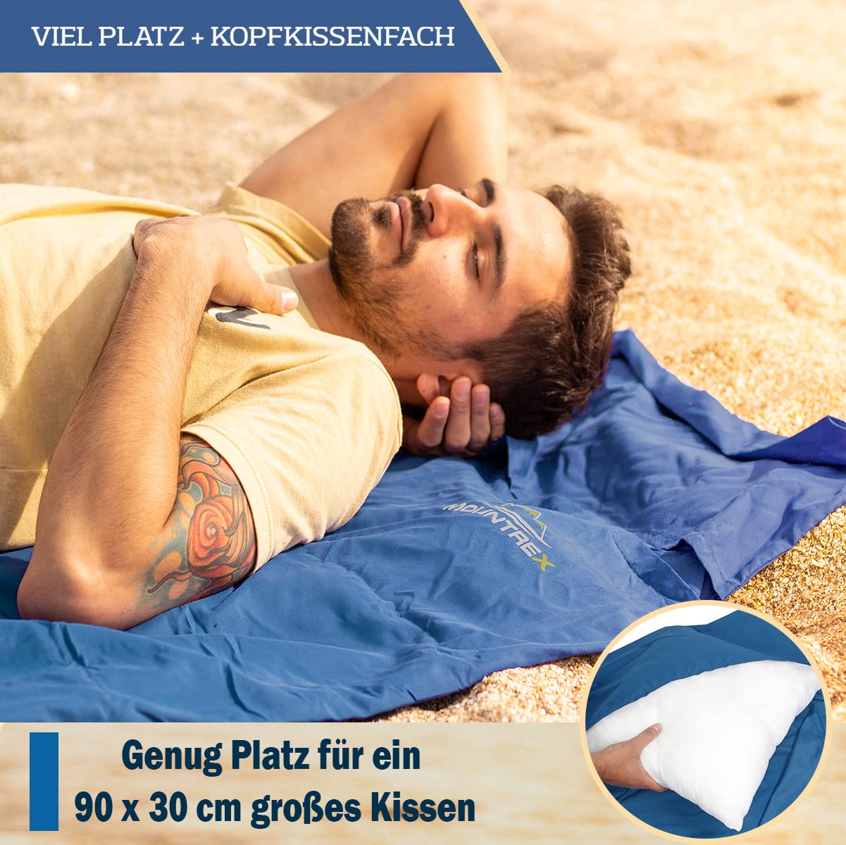 MOUNTREX® Śpiwór letni, śpiwór z zamkiem błyskawicznym na całej długości (220 x 90 cm), do użytku na zewnątrz i wewnątrz, śpiwór letni, śpiwór wewnętrzny, mały rozmiar po spakowaniu i wyjątkowo miękki