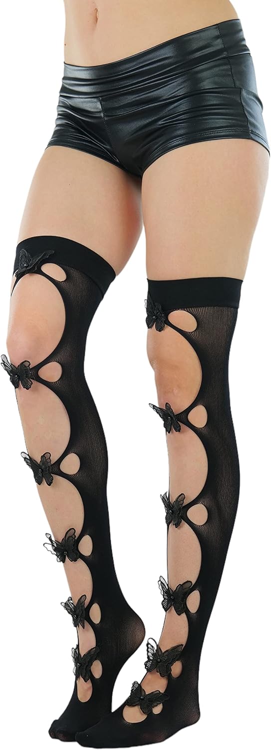 ToBeInStyle Women’s Fine Fishnet Fashion Thigh High w/Satin Bow Stockings