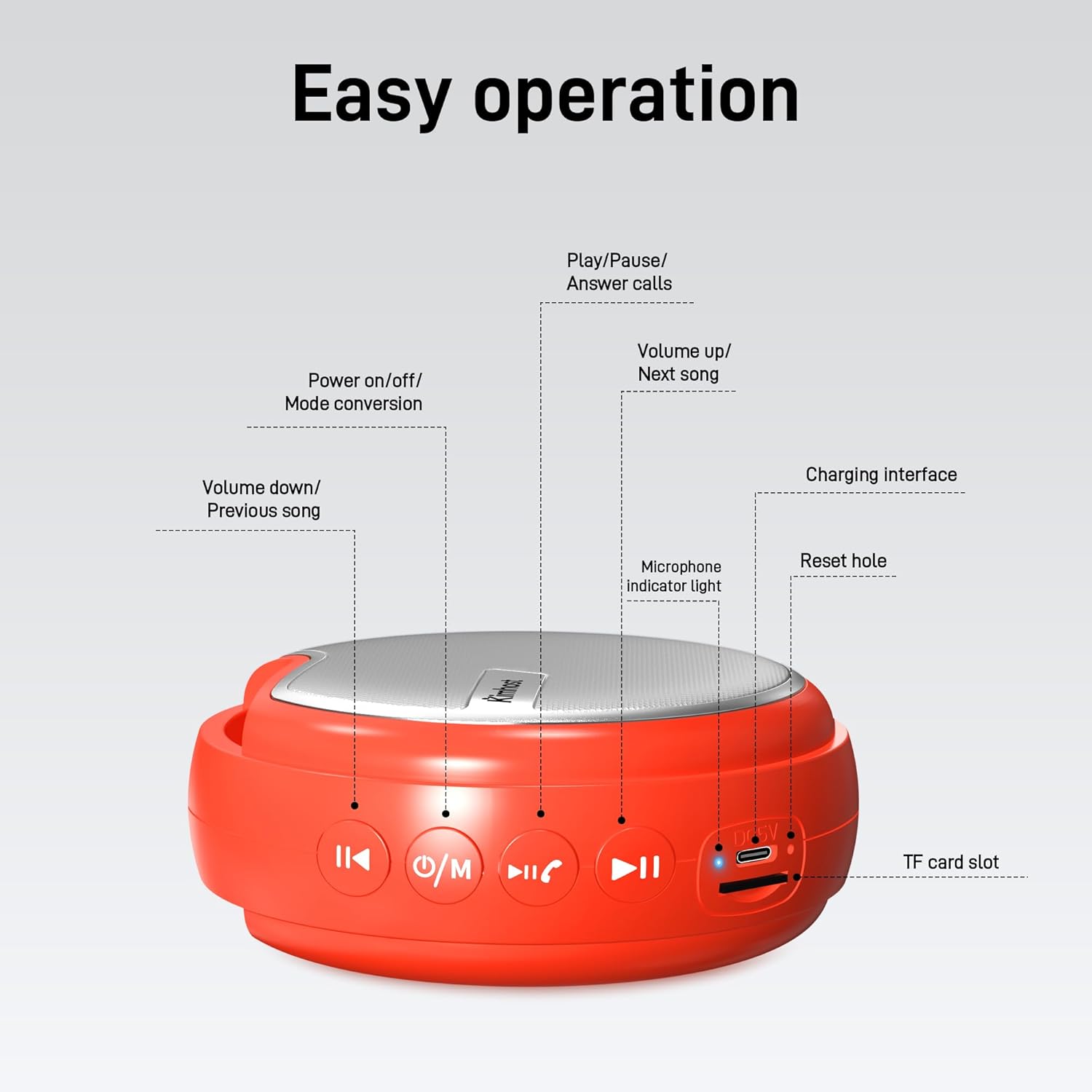 Portable Bluetooth Speaker for Bike, IP54 Waterproof Bike Speaker with Pro Handlebar Mount,Bike Accessories Wireless Bicycle Speaker with Loud Sound for Motorcycle,Scooter, Ideal Gift(Red) - Image 6