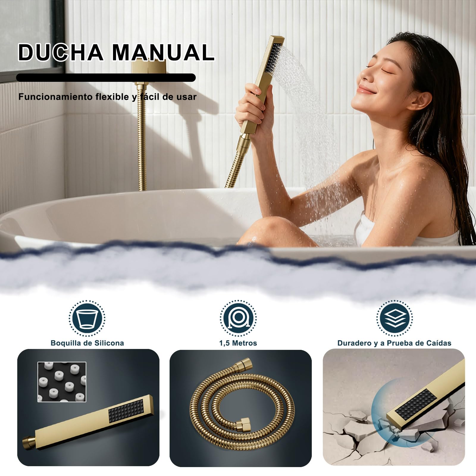 Columna Ducha Termostatica,Sistema de Ducha Empotrada,LED 64 Colores Música | Música Sistema de Panel de Hidromasaje, Lluvia, Cascada, 6 Chorros de Masaje