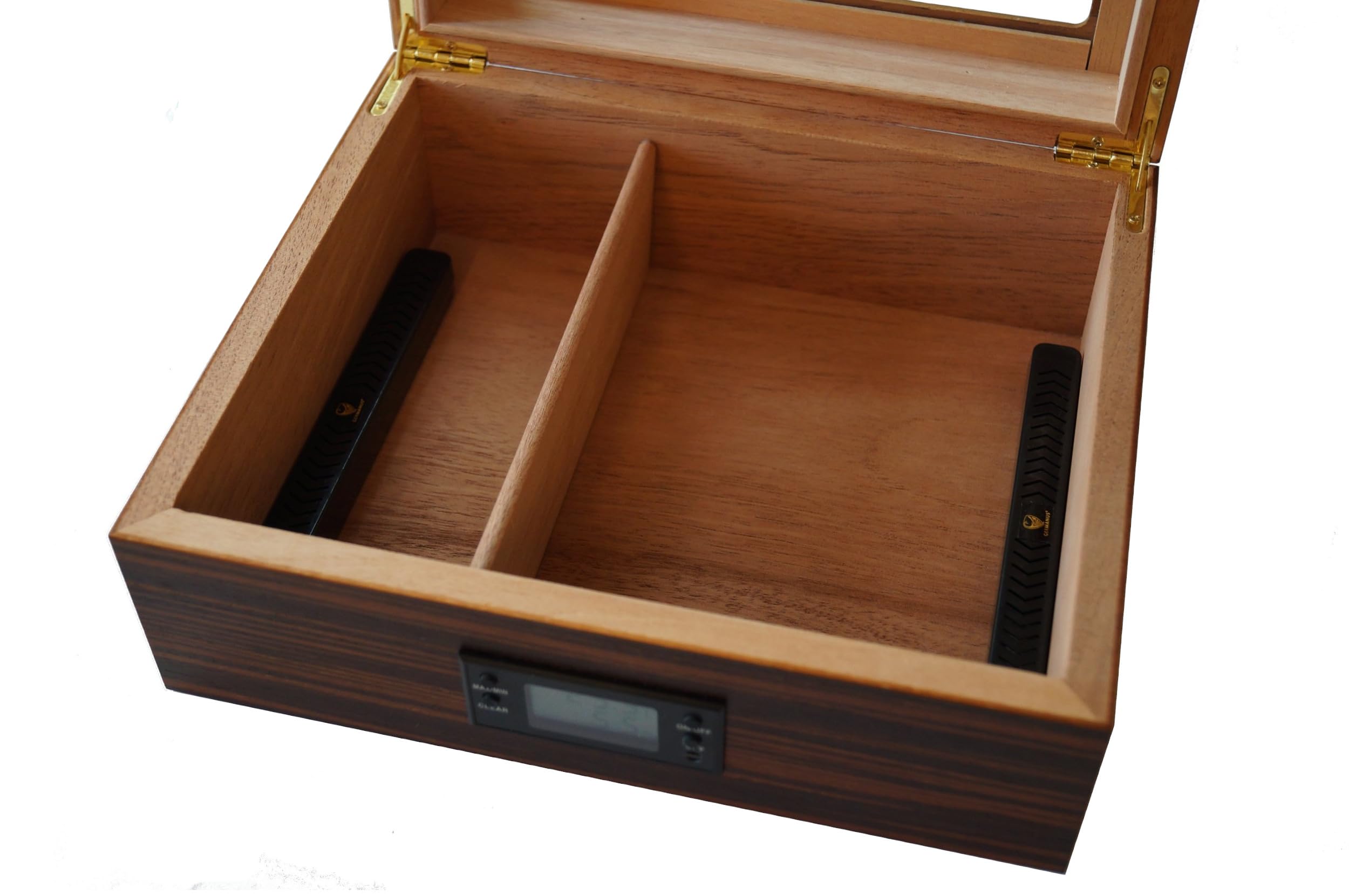 GERMANUS Zigarren Humidor "Ebenum" mit Digital Hygrometer und GERMANUS Kristall Befeuchter