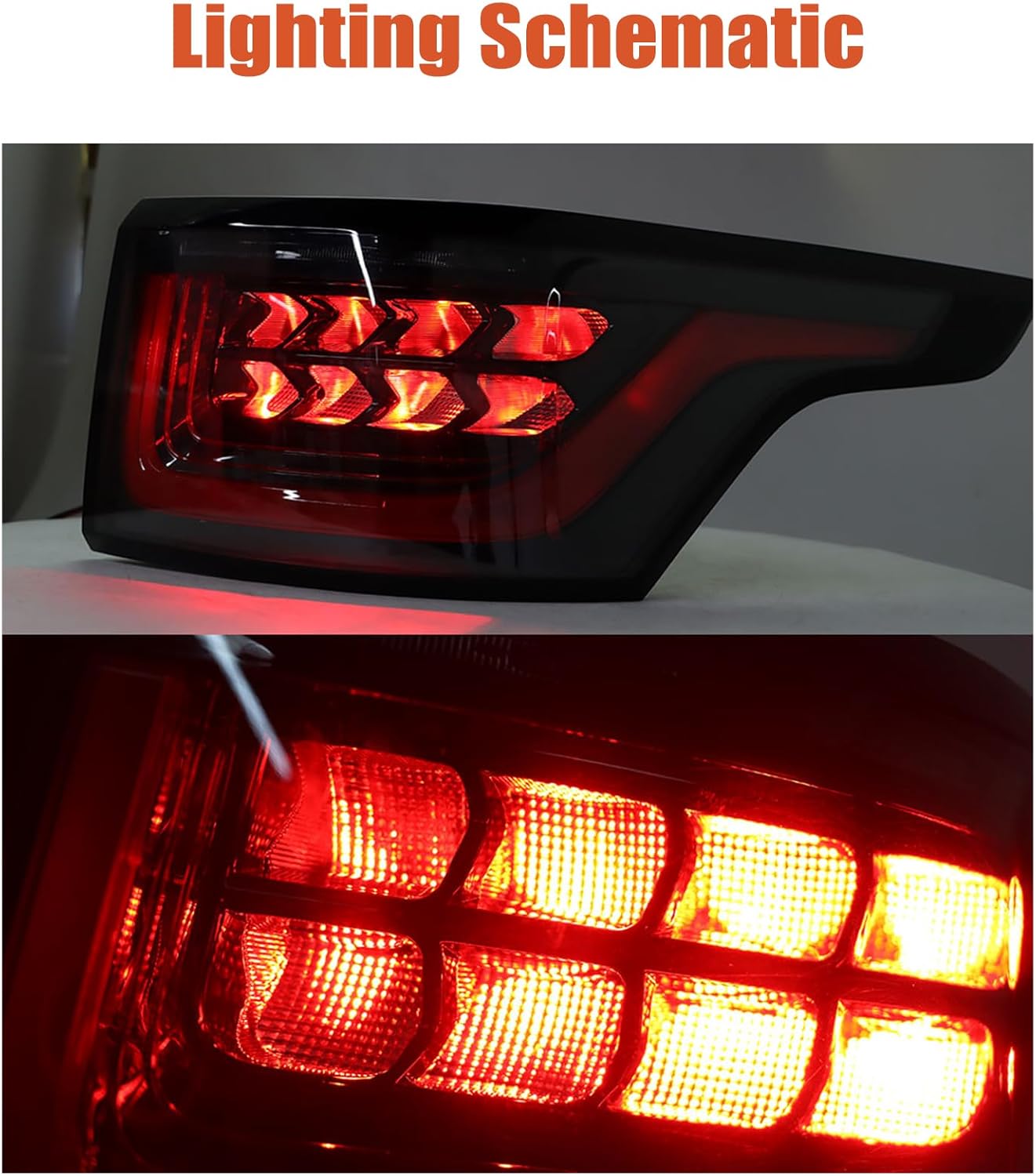 labwork Driver Passenger Side Tail Lights Replacement for Range Rover Sport 2014-2018 Rear Tail Lights Brake Lamps Assembly Left and Right Side LR043974 LR043976