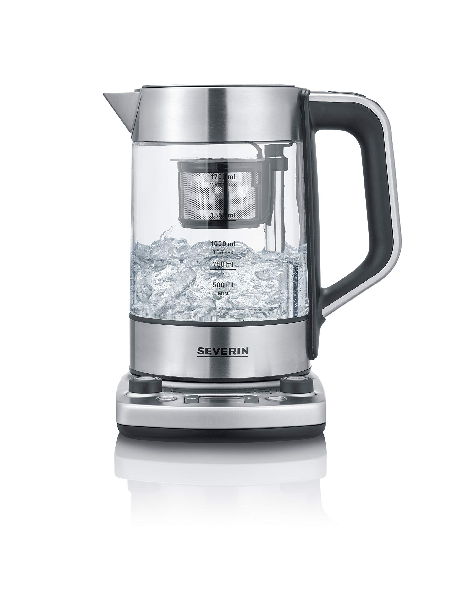 SEVERIN Bollitore e Tea Maker con funzione di sollevamento automatico, impostazione della temperatura e funzione di ebollizione rapida, capacità 1,7 litri di acqua o 1 litro di tè, WK 3422