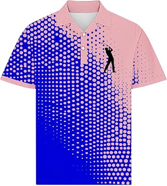 Mens Golf Shirts Short Sleeve - Quick Dry Moisture Wicking Performance Graphic Print Collared Shirt Business Casual 2025