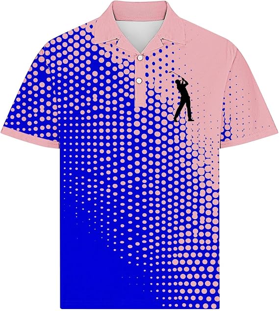 Mens Golf Shirts Short Sleeve - Quick Dry Moisture Wicking Performance Graphic Print Collared Shirt Business Casual 2025